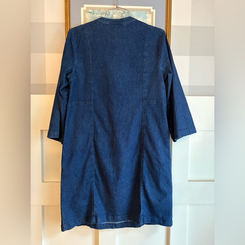 J. Jill Lace-Up Denim Shift Dress - Indigo Blue‎ Small - Picture 9 of 10